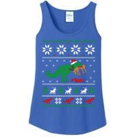 T Rex Eating Reindeer Funny Dinosaur Christmas Ugly Gift Ladies Essential Tank