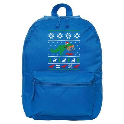 T Rex Eating Reindeer Funny Dinosaur Christmas Ugly Gift 16 in Basic Backpack