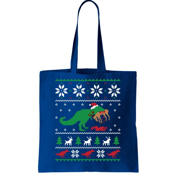 T Rex Eating Reindeer Funny Dinosaur Christmas Ugly Gift Tote Bag