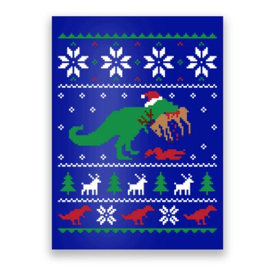 T Rex Eating Reindeer Funny Dinosaur Christmas Ugly Gift Poster