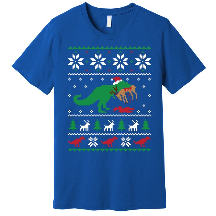 T Rex Eating Reindeer Funny Dinosaur Christmas Ugly Gift Premium T-Shirt