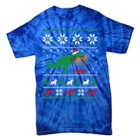 T Rex Eating Reindeer Funny Dinosaur Christmas Ugly Gift Tie-Dye T-Shirt