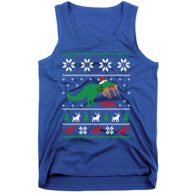 T Rex Eating Reindeer Funny Dinosaur Christmas Ugly Gift Tank Top