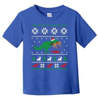 T Rex Eating Reindeer Funny Dinosaur Christmas Ugly Gift Toddler T-Shirt