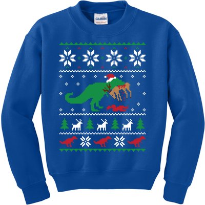 T Rex Eating Reindeer Funny Dinosaur Christmas Ugly Gift Kids Sweatshirt