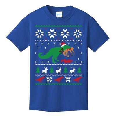 T Rex Eating Reindeer Funny Dinosaur Christmas Ugly Gift Kids T-Shirt