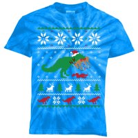 T Rex Eating Reindeer Funny Dinosaur Christmas Ugly Gift Kids Tie-Dye T-Shirt