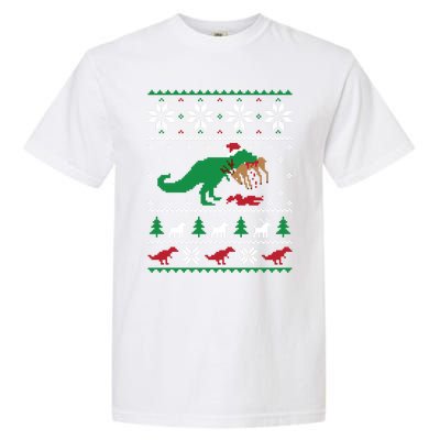 T Rex Eating Reindeer Funny Dinosaur Christmas Ugly Gift Garment-Dyed Heavyweight T-Shirt