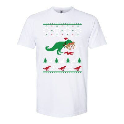 T Rex Eating Reindeer Funny Dinosaur Christmas Ugly Gift Softstyle CVC T-Shirt