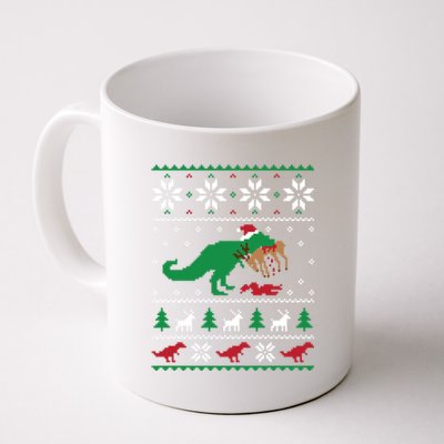 T Rex Eating Reindeer Funny Dinosaur Christmas Ugly Gift Coffee Mug