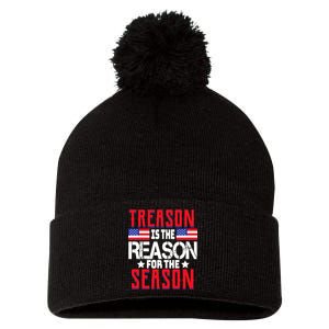 Treason Is The Reason For The Season Patriotic Pom Pom 12in Knit Beanie