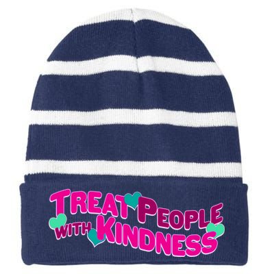 Treat People With Kindness Striped Beanie with Solid Band