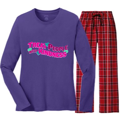 Treat People With Kindness Women's Long Sleeve Flannel Pajama Set 