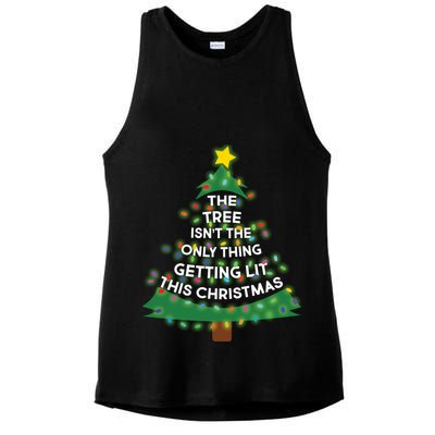 Tree Isn't The Only Thing Getting Lit Ugly Christmas Ladies PosiCharge Tri-Blend Wicking Tank