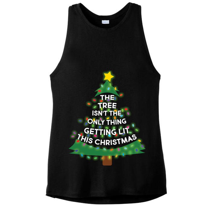 Tree Isn't The Only Thing Getting Lit Ugly Christmas Ladies PosiCharge Tri-Blend Wicking Tank