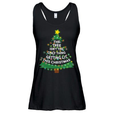 Tree Isn't The Only Thing Getting Lit Ugly Christmas Ladies Essential Flowy Tank