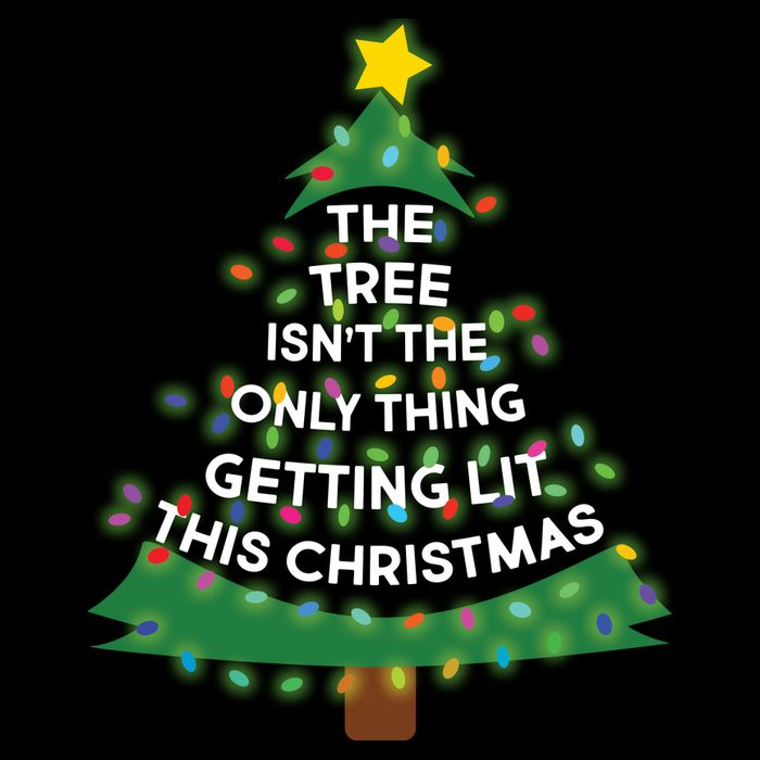 Tree Isn't The Only Thing Getting Lit Ugly Christmas Flat Bill Trucker Hat