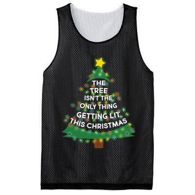 Tree Isn't The Only Thing Getting Lit Ugly Christmas Mesh Reversible Basketball Jersey Tank
