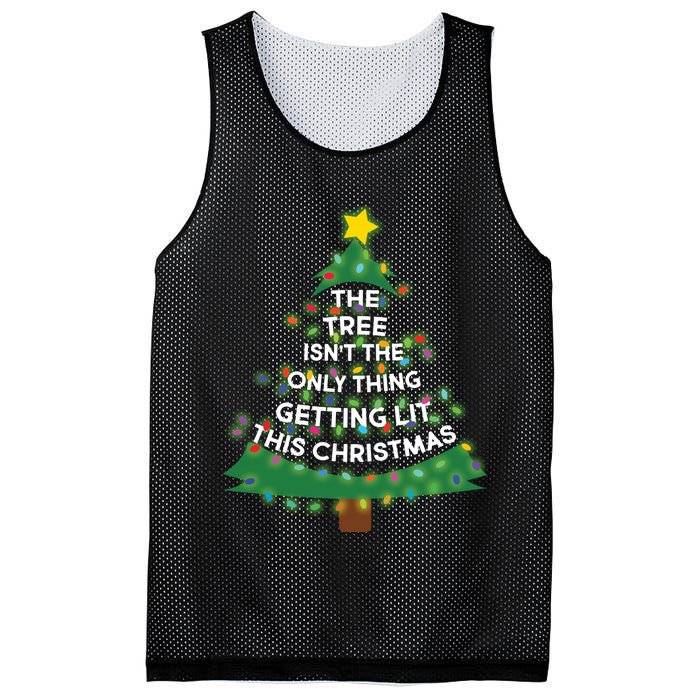 Tree Isn't The Only Thing Getting Lit Ugly Christmas Mesh Reversible Basketball Jersey Tank