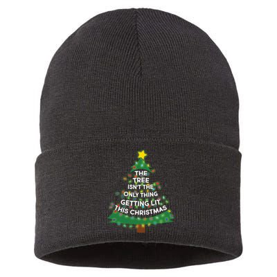 Tree Isn't The Only Thing Getting Lit Ugly Christmas Sustainable Knit Beanie