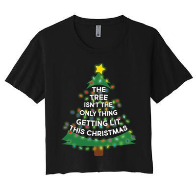 Tree Isn't The Only Thing Getting Lit Ugly Christmas Crop Top