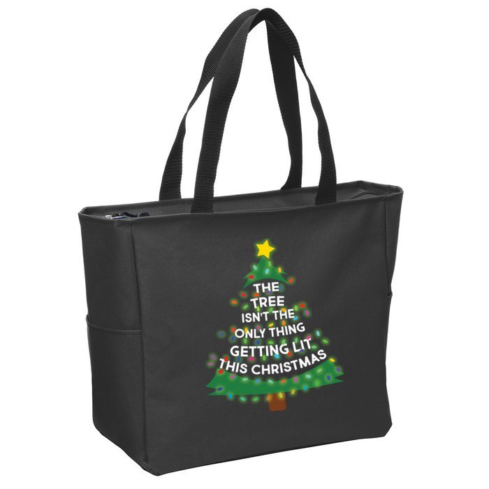 Tree Isn't The Only Thing Getting Lit Ugly Christmas Zip Tote Bag