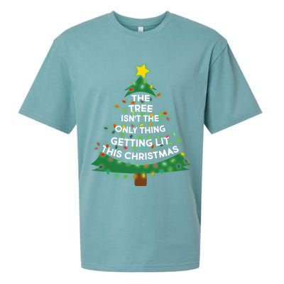 Tree Isn't The Only Thing Getting Lit Ugly Christmas Sueded Cloud Jersey T-Shirt