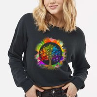Tree Of Life Cropped Pullover Crew
