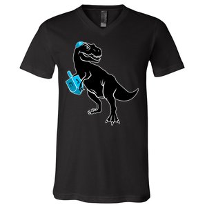 Trex Jewish Dreidel V-Neck T-Shirt