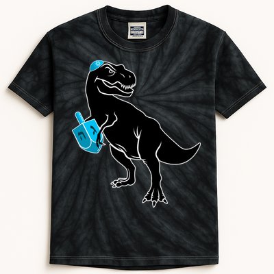 Trex Jewish Dreidel Kids Tie-Dye T-Shirt