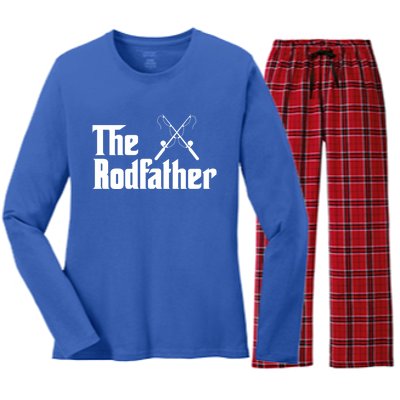 The Rodfather Funny Fishing Fathers Day Gift Dad Grandpa Gift Women's Long Sleeve Flannel Pajama Set 