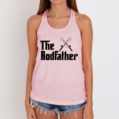 The Rodfather Funny Fishing Fathers Day Gift Dad Grandpa Gift Women's Knotted Racerback Tank