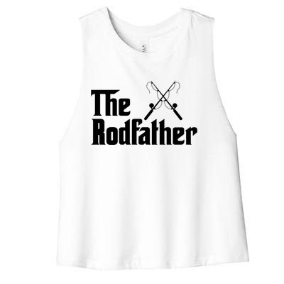 The Rodfather Funny Fishing Fathers Day Gift Dad Grandpa Gift Women's Racerback Cropped Tank