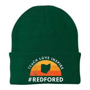 Teacher Red For Ed Ohio Public Education Teach Love Inspire Knit Cap Winter Beanie