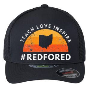 Teacher Red For Ed Ohio Public Education Teach Love Inspire Flexfit Unipanel Trucker Cap