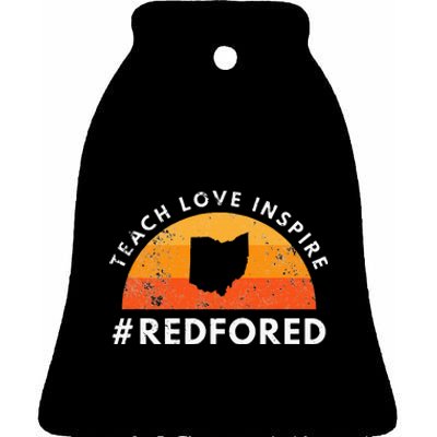 Teacher Red For Ed Ohio Public Education Teach Love Inspire Ceramic Bell Ornament