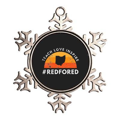 Teacher Red For Ed Ohio Public Education Teach Love Inspire Metallic Star Ornament