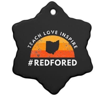 Teacher Red For Ed Ohio Public Education Teach Love Inspire Ceramic Star Ornament