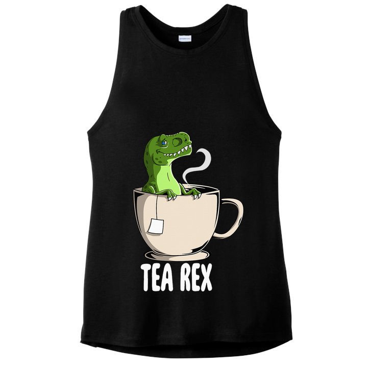 Tea Rex Funny T Rex Dinosaur Joke Pun Tyrannosaurus Ladies PosiCharge Tri-Blend Wicking Tank
