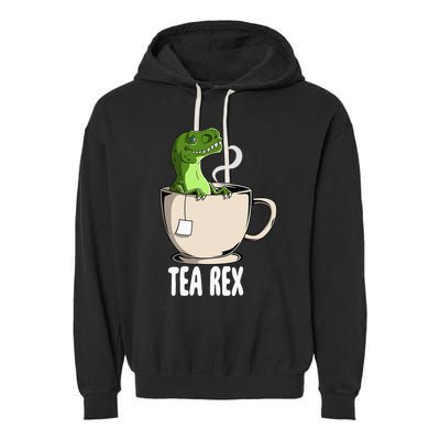 Tea Rex Funny T Rex Dinosaur Joke Pun Tyrannosaurus Garment-Dyed Fleece Hoodie