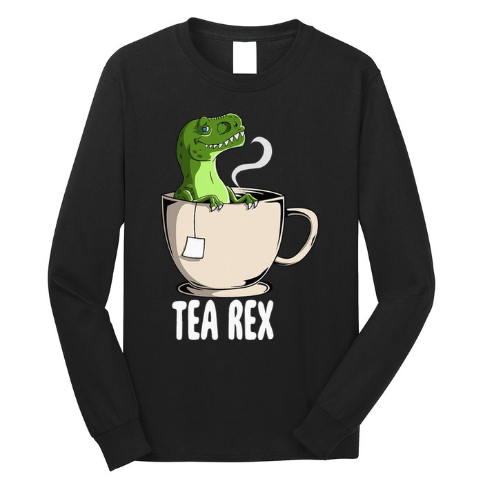 Tea Rex Funny T Rex Dinosaur Joke Pun Tyrannosaurus Long Sleeve Shirt
