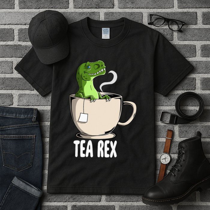 Tea Rex Funny T Rex Dinosaur Joke Pun Tyrannosaurus Tall T-Shirt