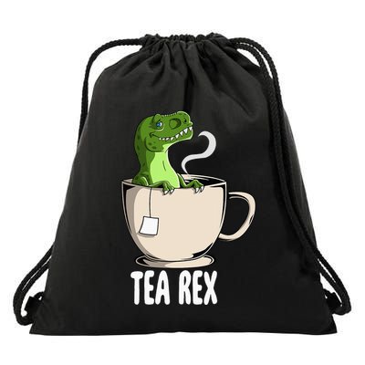 Tea Rex Funny T Rex Dinosaur Joke Pun Tyrannosaurus Drawstring Bag