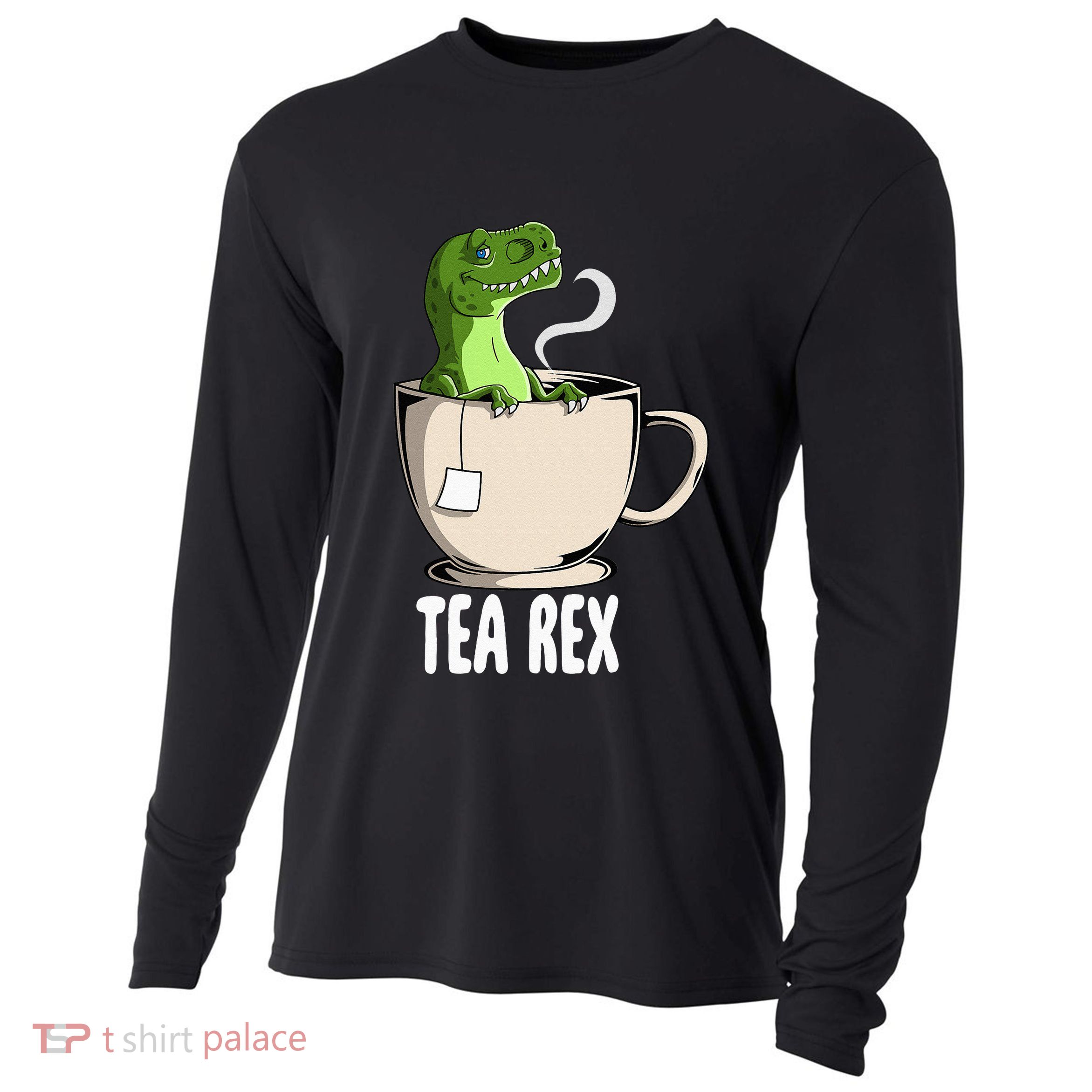 Tea Rex Funny T Rex Dinosaur Joke Pun Tyrannosaurus Cooling Performance Long Sleeve Crew