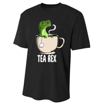 Tea Rex Funny T Rex Dinosaur Joke Pun Tyrannosaurus Performance Sprint T-Shirt