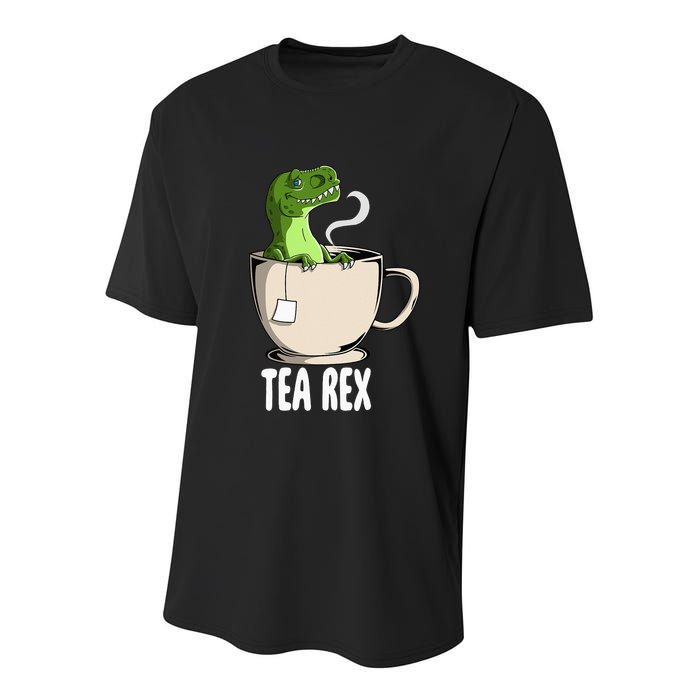 Tea Rex Funny T Rex Dinosaur Joke Pun Tyrannosaurus Youth Performance Sprint T-Shirt