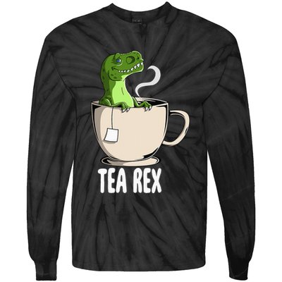 Tea Rex Funny T Rex Dinosaur Joke Pun Tyrannosaurus Tie-Dye Long Sleeve Shirt