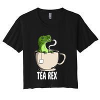 Tea Rex Funny T Rex Dinosaur Joke Pun Tyrannosaurus Women's Crop Top Tee