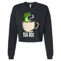 Tea Rex Funny T Rex Dinosaur Joke Pun Tyrannosaurus Cropped Pullover Crew