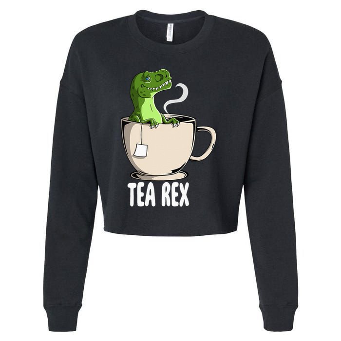 Tea Rex Funny T Rex Dinosaur Joke Pun Tyrannosaurus Cropped Pullover Crew